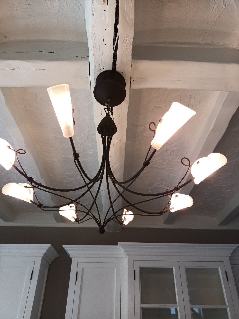 hanglamp met bijhorende staande lamp, Huis en Inrichting, Ophalen, Overige fittingen, Zo goed als nieuw, Glas