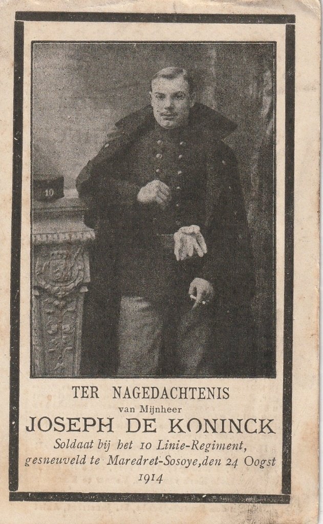 Gesneuvelde 1914-1918 Joseph De Koninck Esschene-Maredret, Verzenden