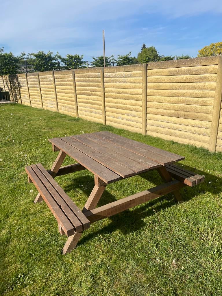 Picknicktafel, Ophalen, Gebruikt, Rechthoekig, Hout