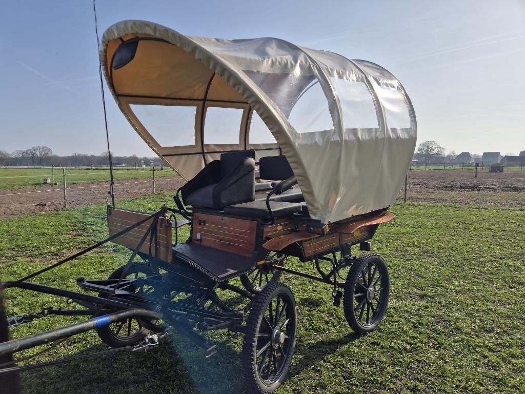 Auman Wagonette 148cm | Enkel & Dubbelspan | Nieuw Zeil/Rem, Comme neuf, Wagonette, Cheval