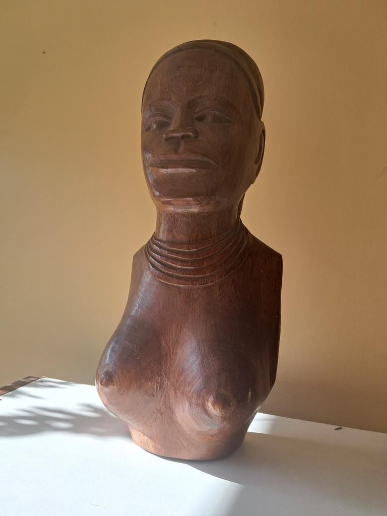 Houten BUSTE van AFRIKAANSE SCHONE, Ophalen, Buste