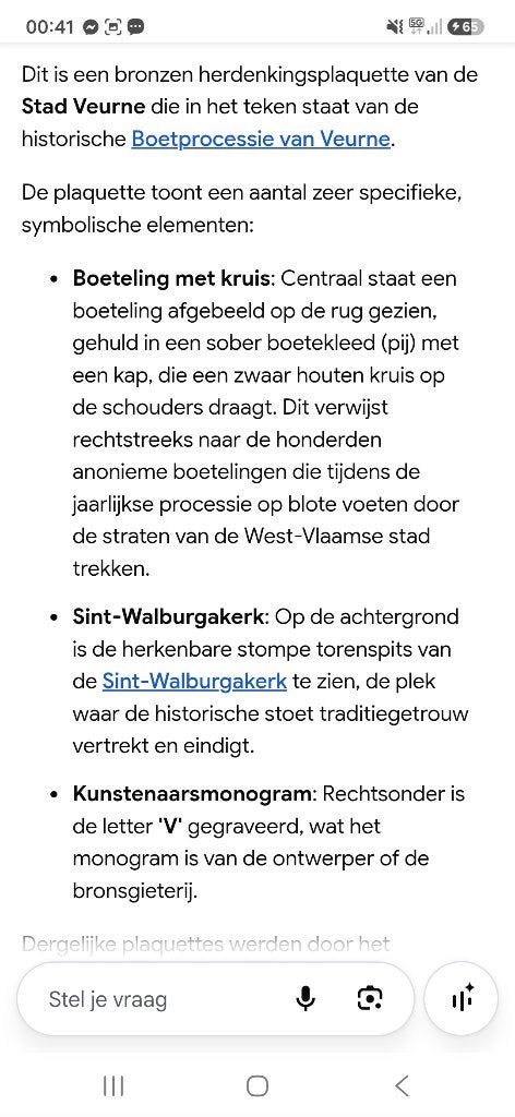 Brons herdenkingplaat boeteling veurne, Timbres & Monnaies, Enlèvement ou Envoi, Bronze