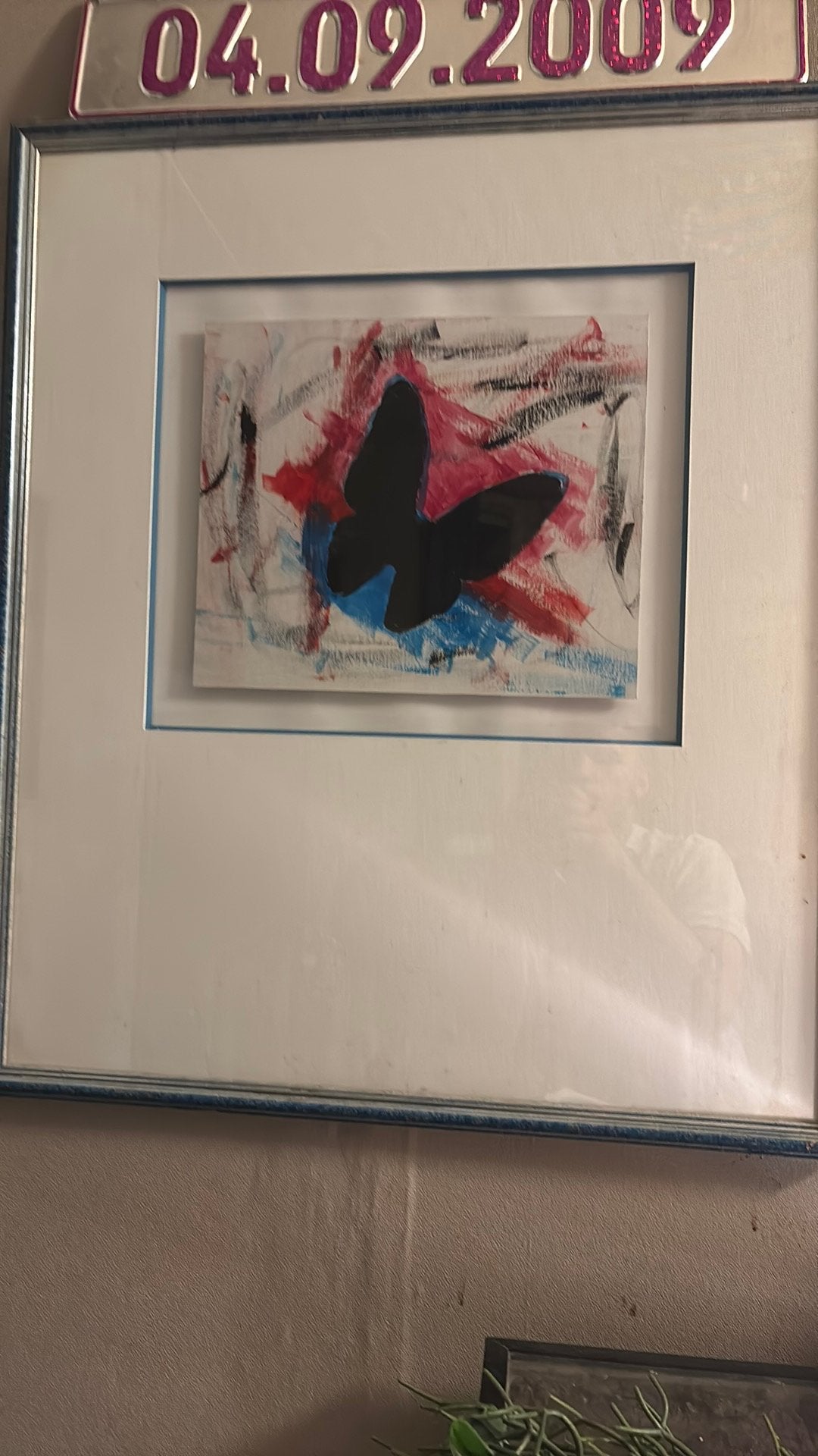 Schilderij vlinder + kader, Ophalen of Verzenden, Zo goed als nieuw