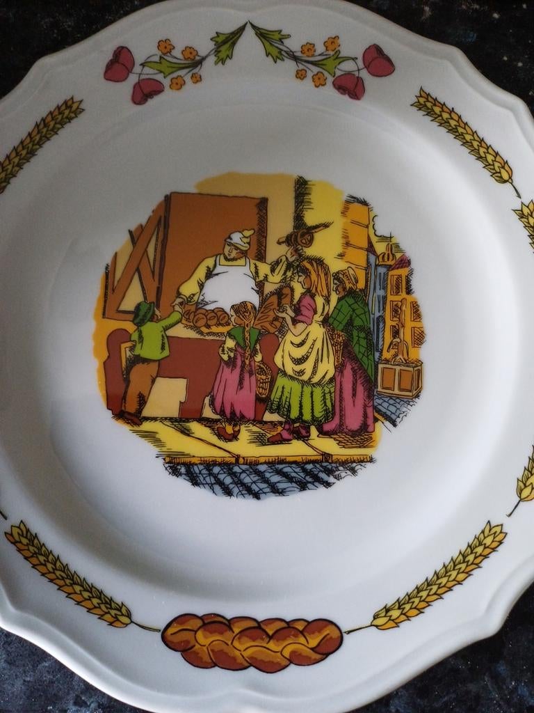 Vintage Puratos ontbijtborden set – brood thema – retro keuk, Enlèvement ou Envoi