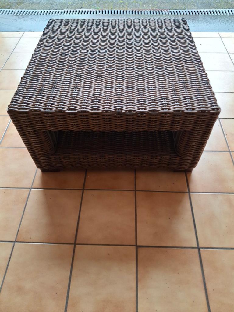 Landelijke Rotan Loungetafel / Bijzettafel, Huis en Inrichting, Tafels | Salontafels, Ophalen, Kunststof, 50 tot 100 cm, Vierkant