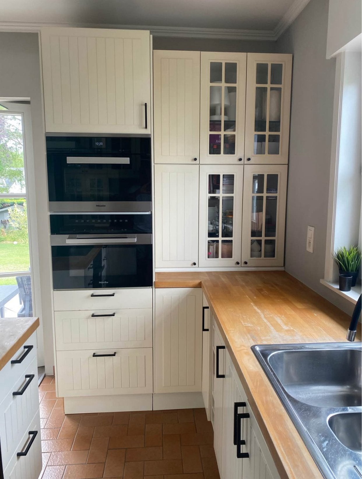 Cuisine, équipée IKEA, blanc, crème avec îlot., Maison & Meubles, Autres couleurs, Bois, Enlèvement, Utilisé