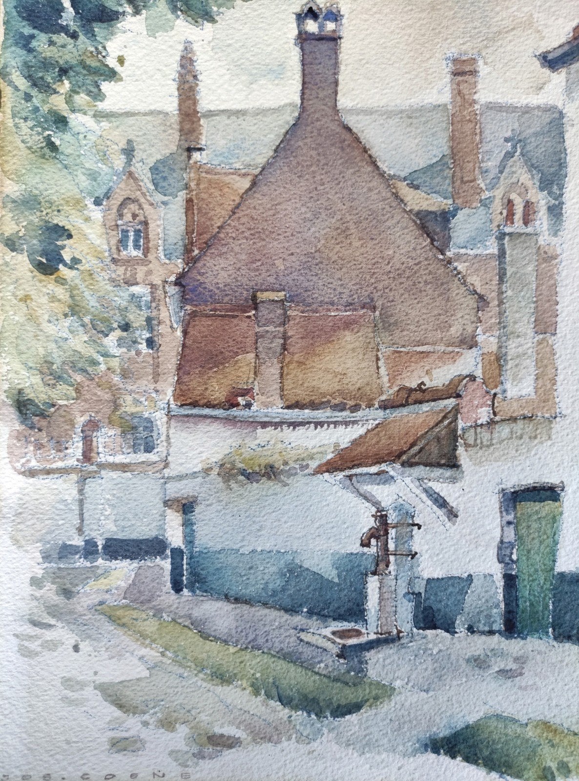 JOS COENE - aquarelle originale, Antiquités & Art, Enlèvement ou Envoi, Aquarelle
