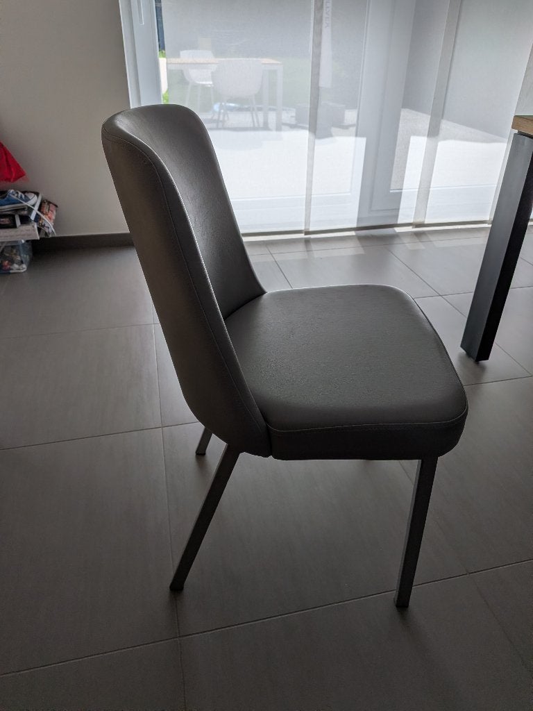 Chaises en cuir, Maison & Meubles, Chaises, Gris, Comme neuf, Enlèvement, Cinq, Six Chaises ou plus