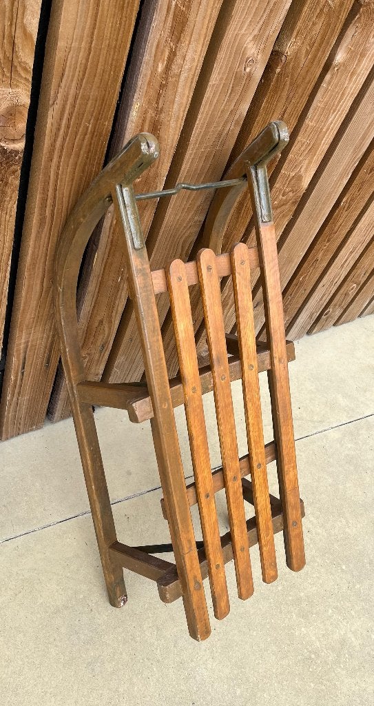 Vintage houten slee, Ophalen