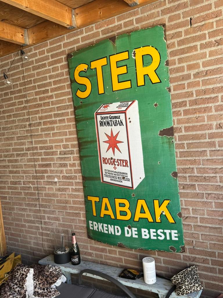 Ster Tabak groot emaille reclamebord, Ophalen, Gebruikt, Reclamebord