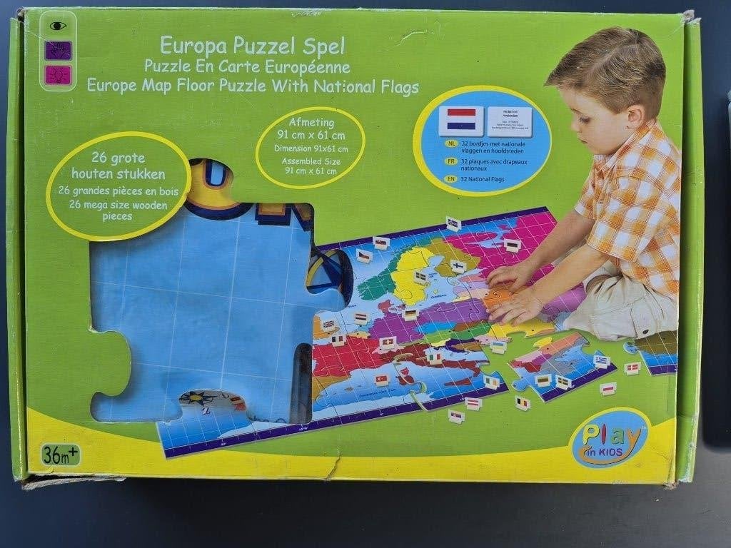gezelschapsspelletjes en houten puzzel Europa, Ophalen, Gebruikt