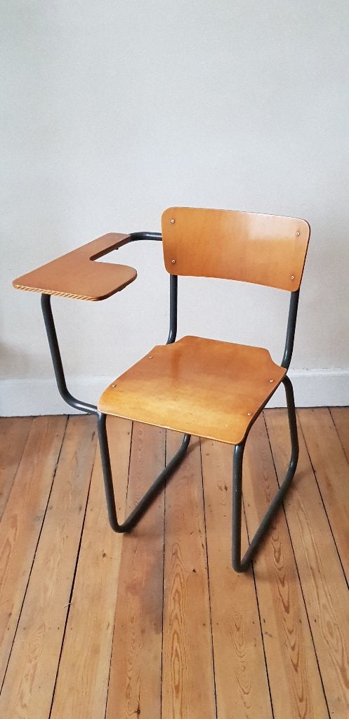 Chaise pupitre vintage - BEAUMONT - superbe patine - 1960, Collections, Rétro, Enlèvement ou Envoi, Maison et Meubles