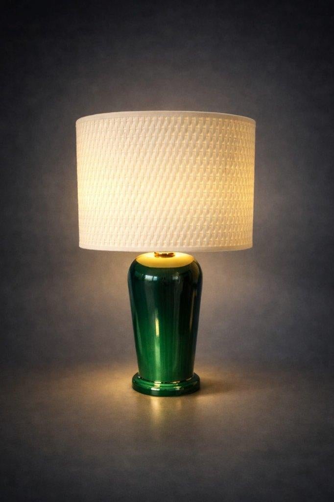 Lampe Ikéa Vintage en céramique vert profond des années 80, Enlèvement
