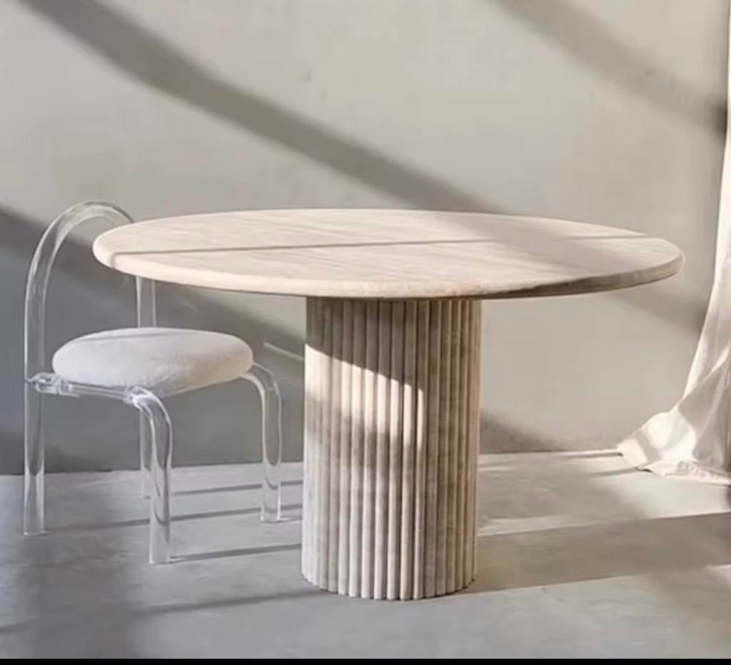 Table effet travertin neuf, Enlèvement, Neuf