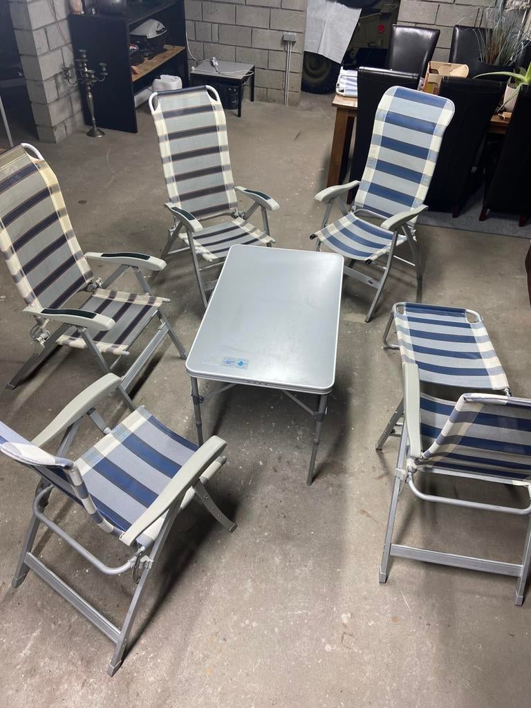 Aluminium tafel en stoelen, Caravans en Kamperen, Kampeermeubelen, Ophalen, Zo goed als nieuw