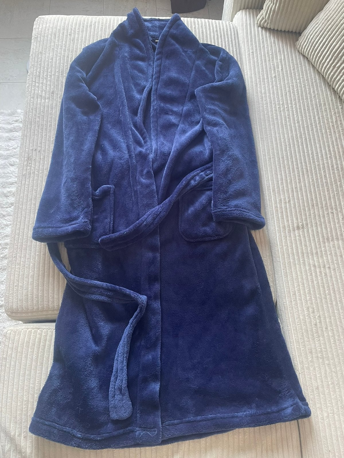 Peignoir polaire bleu marine / robe de chambre, Enlèvement ou Envoi, Comme neuf, Taille 48/50 (M)