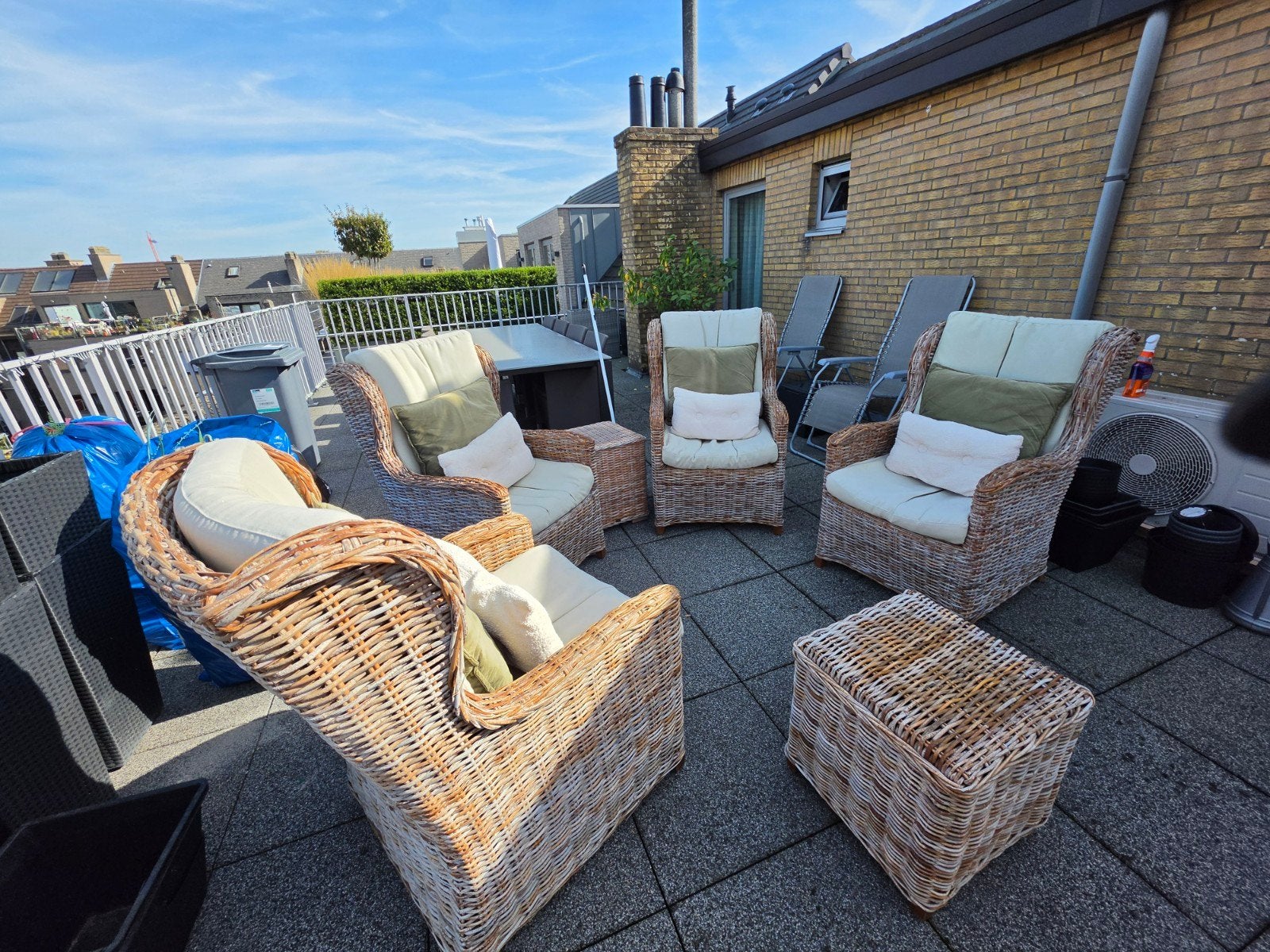 Stijlvolle rotan loungeset – 4 fauteuils en 2 bijzettafels ?, Ophalen, Rotan, Loungeset