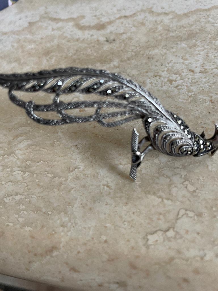 Vintage Broche Zilver, Bijoux, Sacs & Beauté, Broches, 4 à 7 cm, Utilisé, Avec strass, Argent
