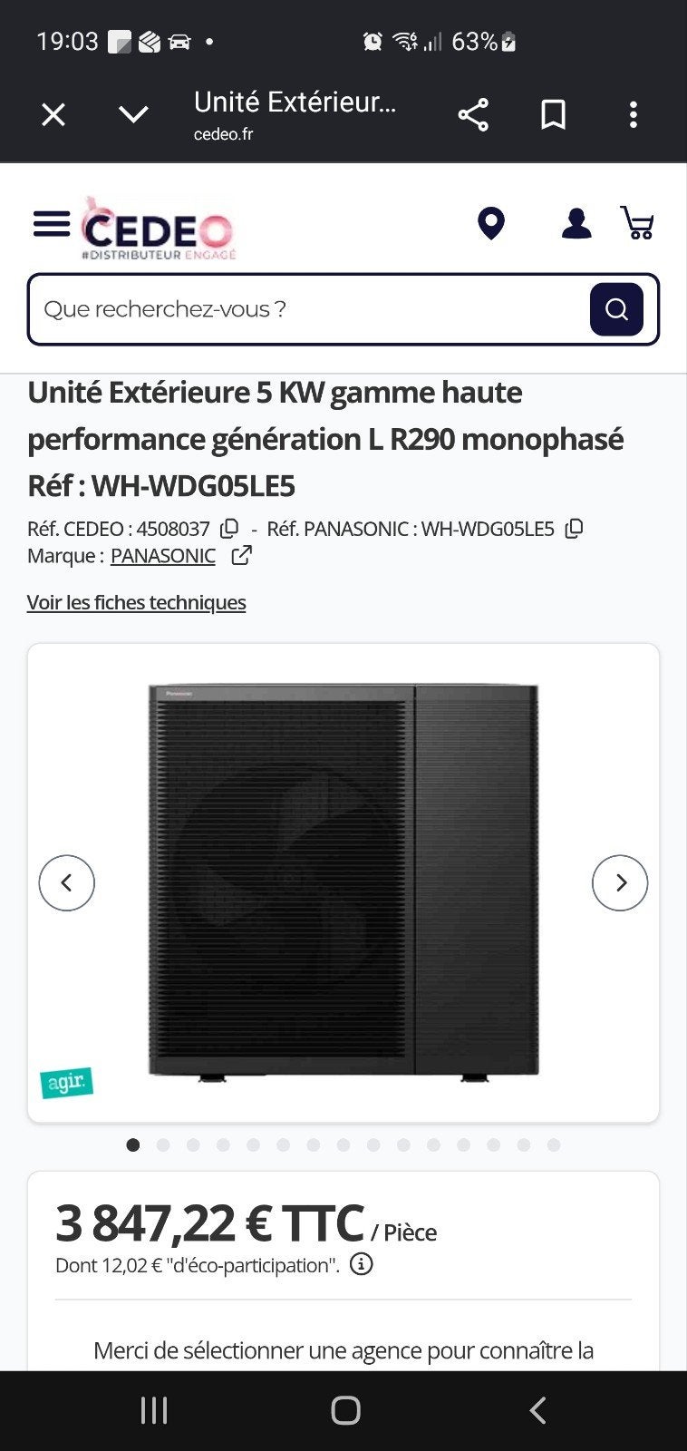 nieuwe buitenunit van Panasonic, Ophalen