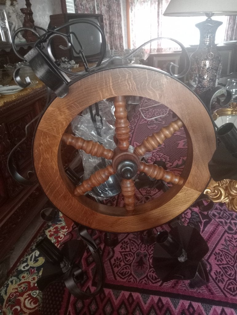 Lampe suspendue au volant de bateau rustique (nouvelle), Enlèvement, Neuf, Bois, Landelijk of maritiem