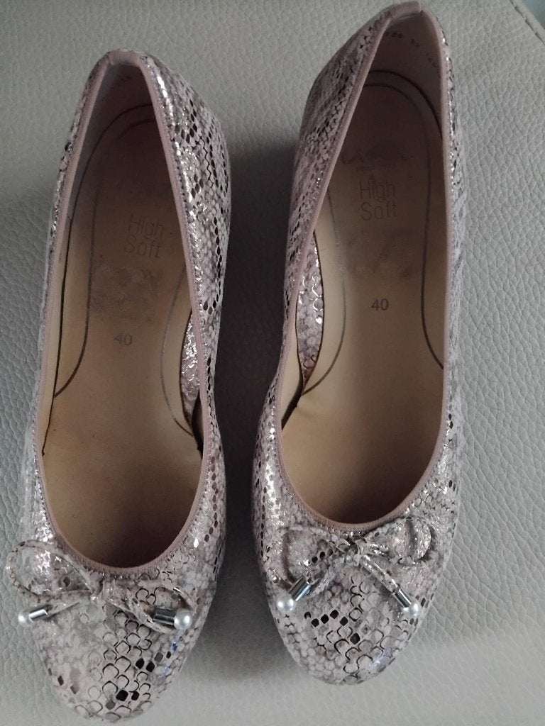 Lichtroze ballerinas,met slangenmotief,ARA,maat:40., Kleding | Dames, Schoenen, ANDERE, Roze, Gedragen, Ballerina's