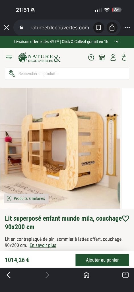 Lit superposé Mon Lit Cabane, Maison & Meubles, Autres dimensions, Enlèvement, Autres dimensions, Lits superposés
