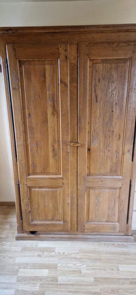 Garde robe 2 portes bois massif, Ophalen, Met deur(en), 100 tot 150 cm, Eikenhout
