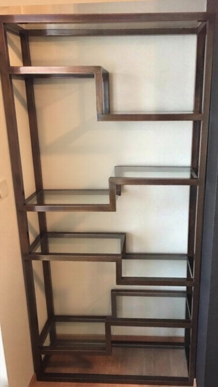 bibliothèque vintage room divider rek verre glazen, Huis en Inrichting, Ophalen, Met plank(en), Gebruikt, 50 tot 100 cm