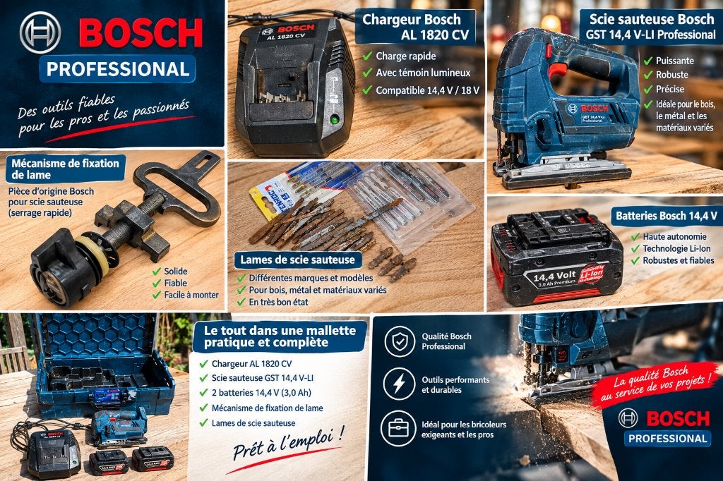 Bosch Pro GST 14,4V-LI Sans-Fil • Excellent État + Lames, Bricolage & Construction, Outillage | Scies mécaniques, Moins de 600 watts