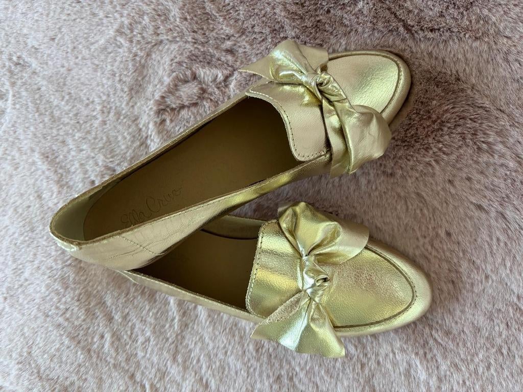 Mocassin leder  goud met strik maat 37 nieuw, Kleding | Dames, Ophalen