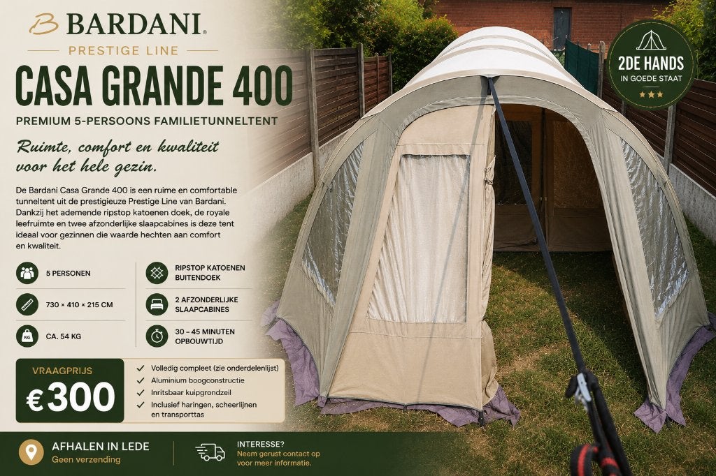 Familietent Bardani Casa Grande 400 (5 personen), Ophalen, Gebruikt, Tot en met 5