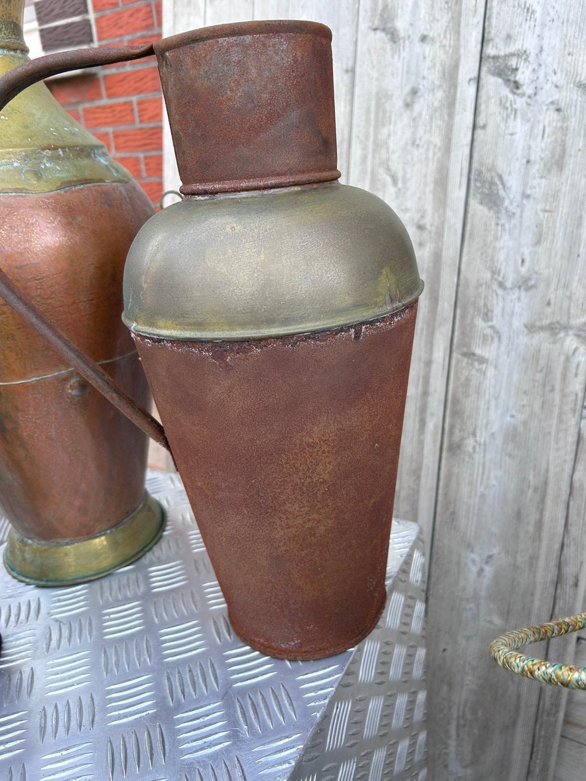 Vintage paraplubak + patina kan, Ophalen, Gebruikt