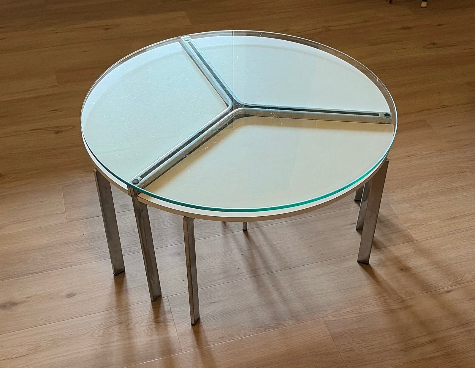 70’s koffietafel bijzet tafel, Ophalen, Wit, Hout, Set