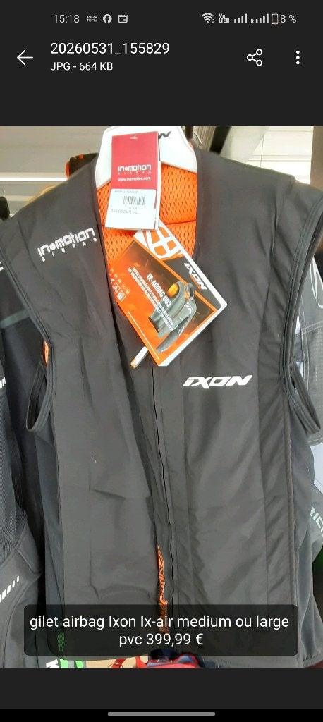 Airbag Ixon IX-AIRBAG-U03 neuf taille M ou XL, Motos, Femmes, Autres types, Enlèvement, Neuf, avec ticket