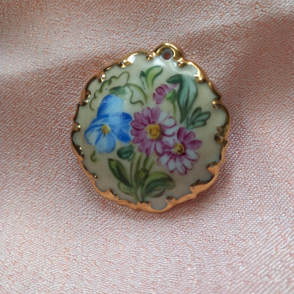 Porseleinen hanger  - bloemenmotief - 1940 > 1950, Ophalen of Verzenden, Hanger