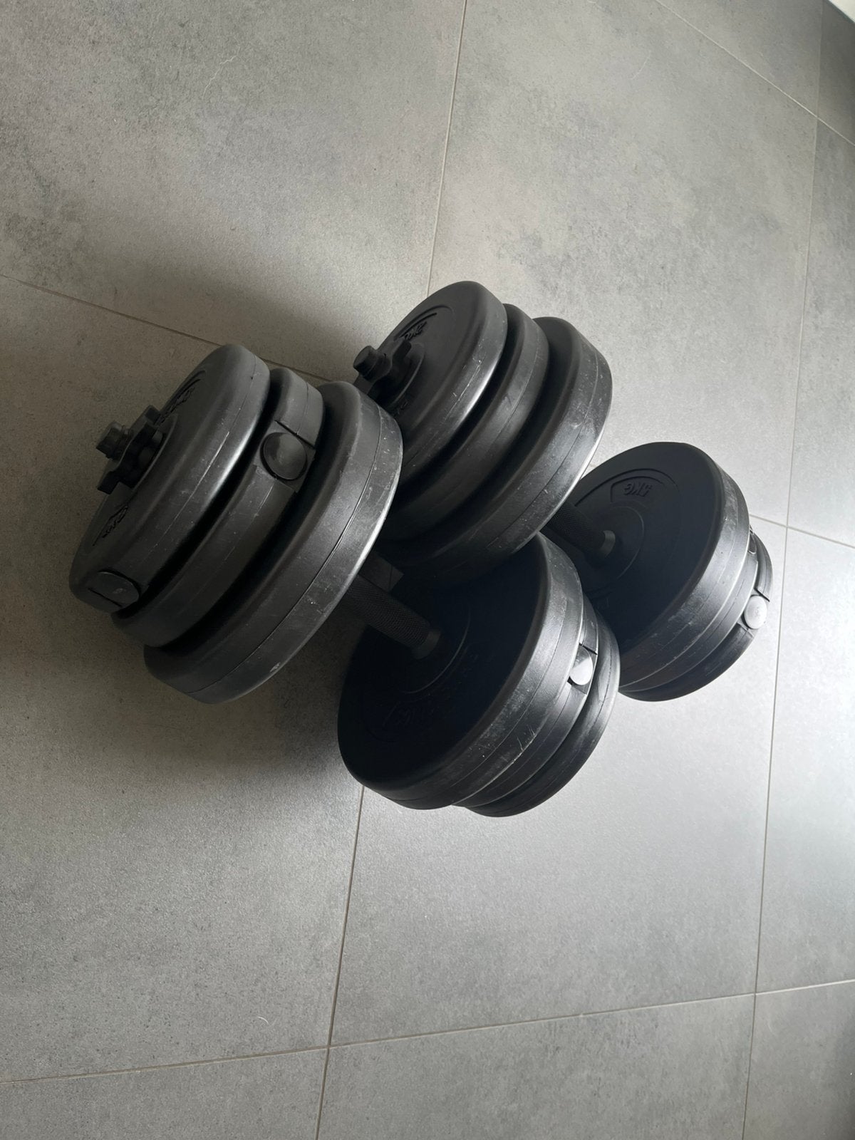 Verstelbare dumbbells / korhalters, 2 x 19kg (totaal 38kg), Enlèvement, Utilisé, Synthétique, Bras