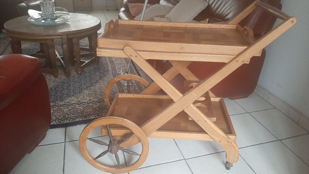 Desserte avec plateau (bois) 50€, Ophalen, Ancien, Gebruikt, 50 tot 100 cm