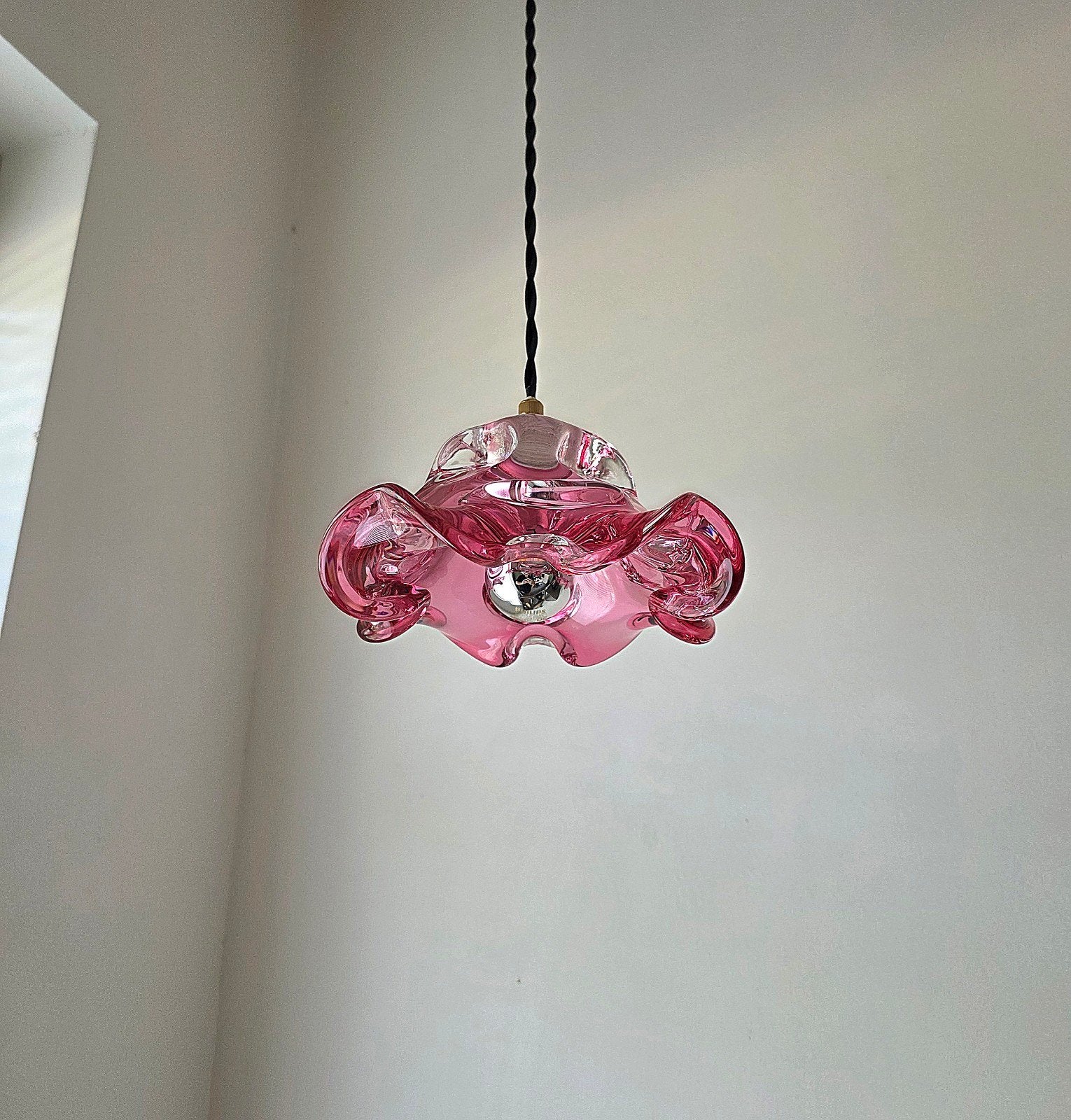 Lampe suspendue vintage en verre de Murano., Enlèvement ou Envoi