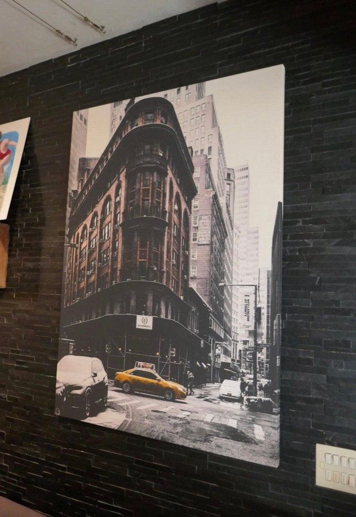 Prachtig Canvas Schilderij New York (Delmonico's Yellow Cab, Enlèvement ou Envoi