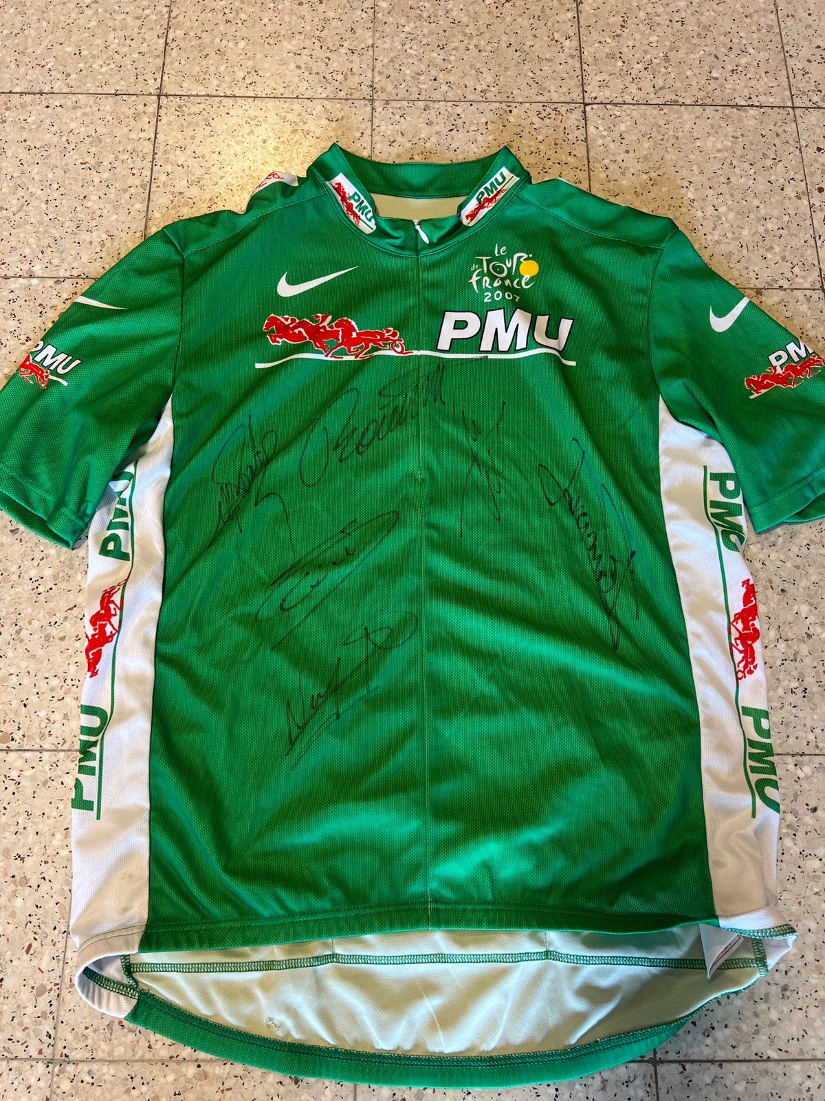 Gesigneerde groene trui tour 2007 Tom Boonen, Verzamelen, Ophalen, Zo goed als nieuw