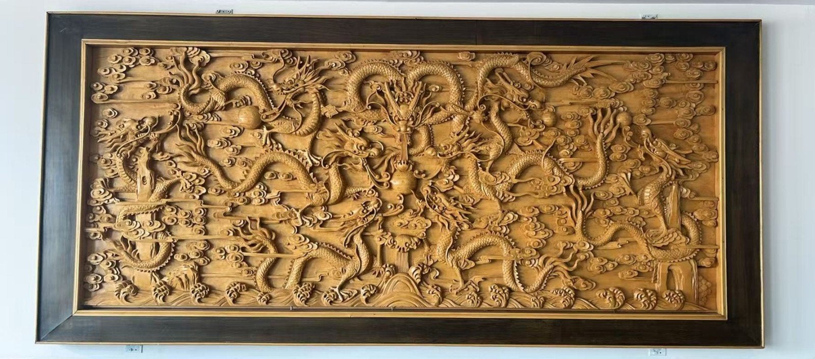 Hout gekerfde Chinese kunst : De muur van negen draken, Antiek en Kunst, Ophalen, Hout