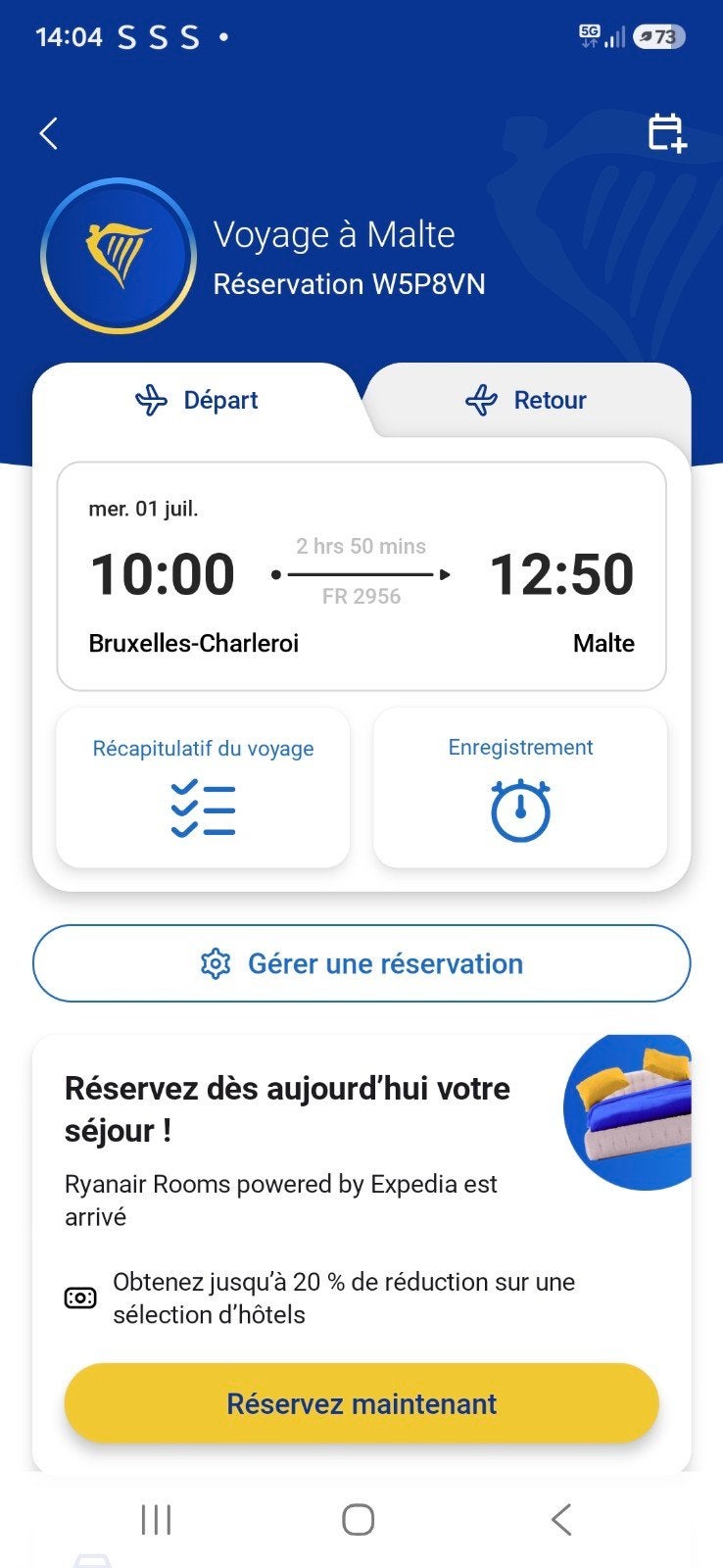 Tickets d'avion pour Malte Aller-retour du 1 au 4 juillet, Tickets & Billets
