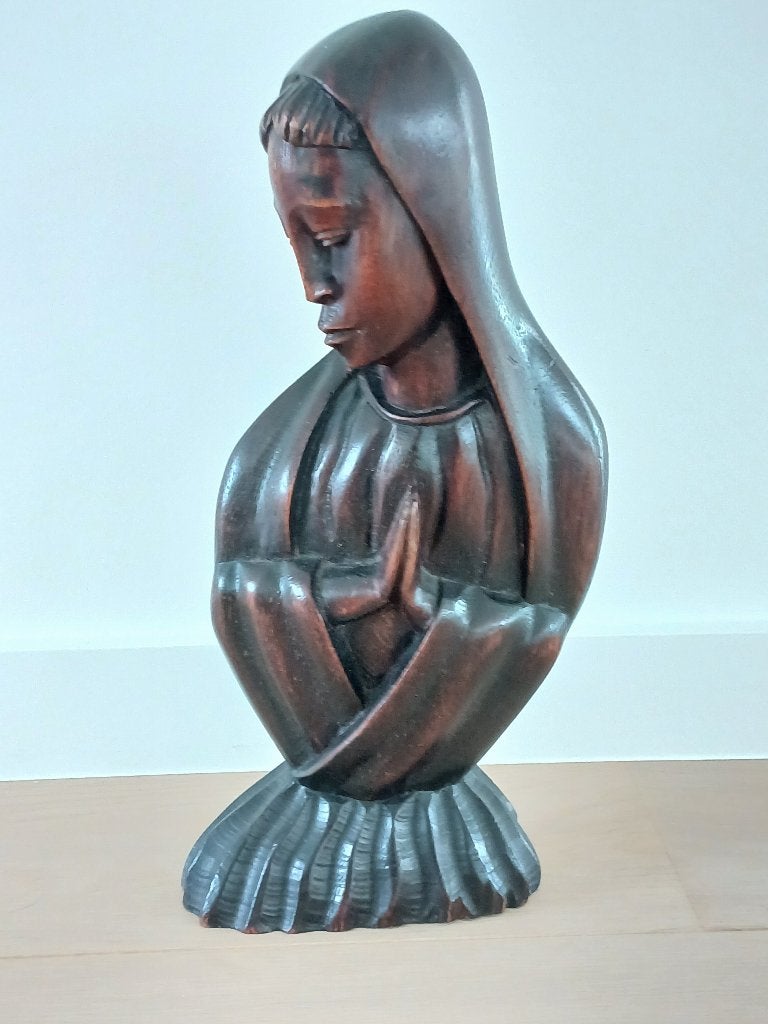 Mid-century Afrikaanse Madonna, hardhout, 38 cm, Enlèvement ou Envoi