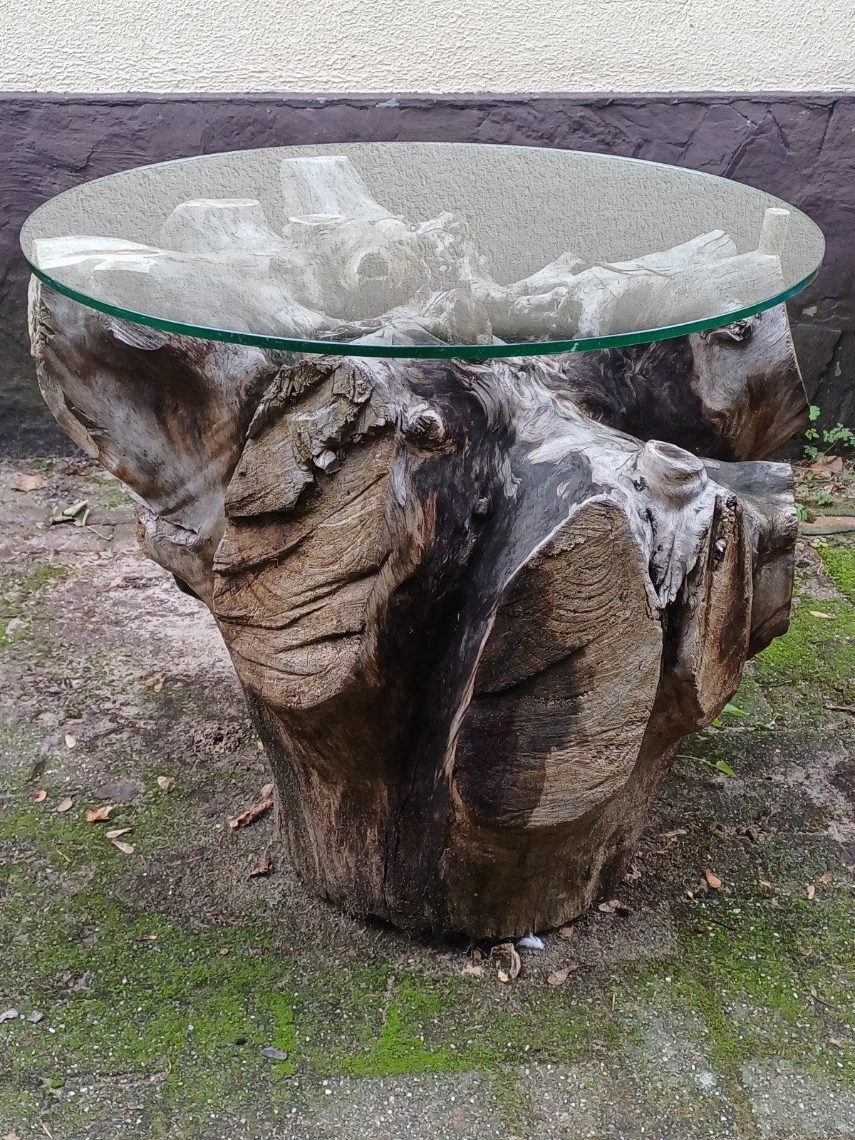 tafel van wortel van een boom met stevig glazen blad, Ophalen