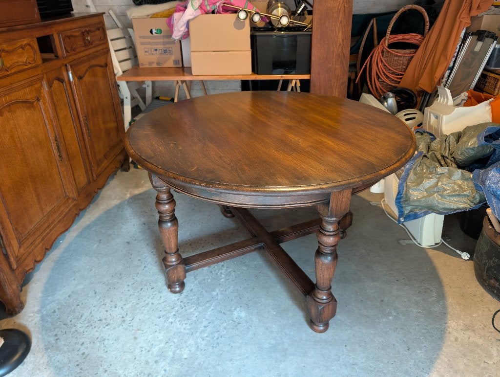 Table ronde en chêne, Maison & Meubles, Quatre personnes, Rond, Comme neuf, 100 à 150 cm