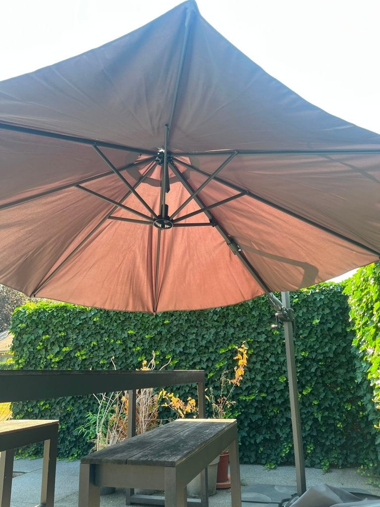 Grote zweefparasol incl. zware voet, Tuin en Terras, Ophalen, Zo goed als nieuw, Zweefparasol