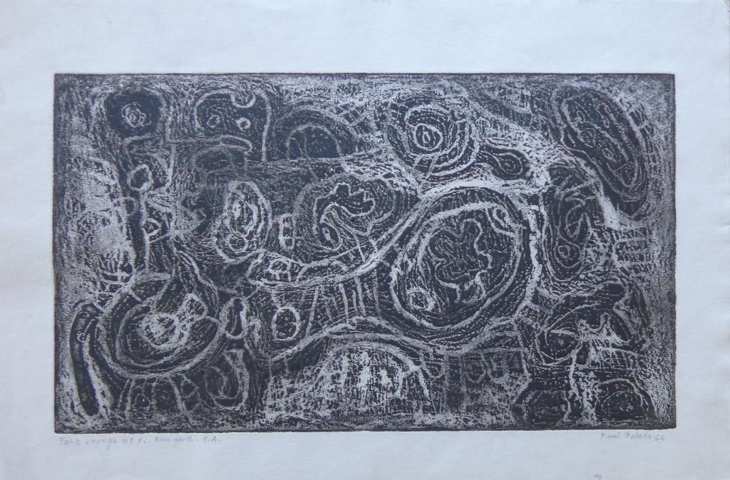 PAUL PEETERS / PETIT VOYAGE n 1 / ZW-W ETS / 27x41cm / SIG, Antiek en Kunst, Kunst | Litho's en Zeefdrukken, Gesigneerd, Ophalen of Verzenden