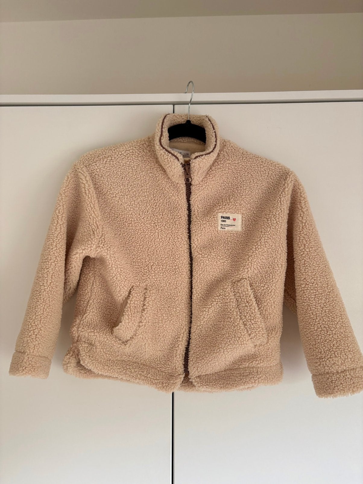 Teddy jasje beige - meisjes - Zara - maat 130, Ophalen, Gebruikt, Meisje, Trui of Vest