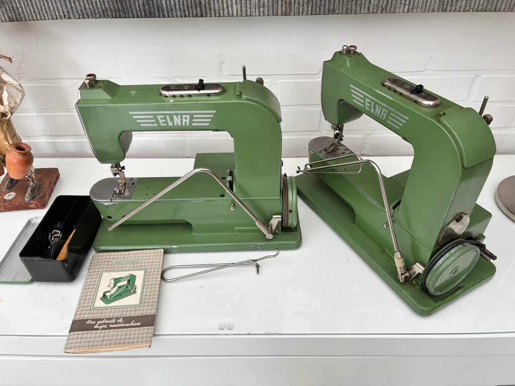 Vintage naaimachines Elna jaren 50 met koffer, boekje, Ophalen