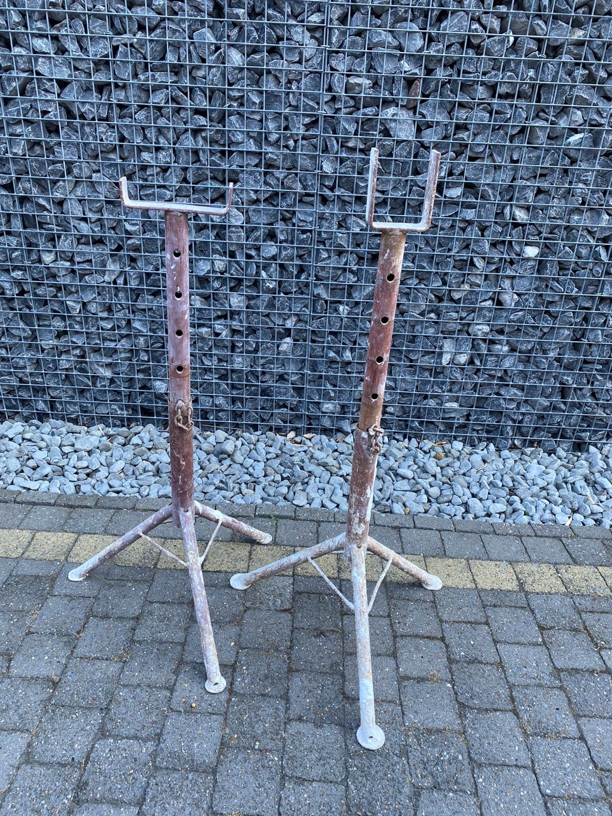 30 steigerbokken + 4 stempels + 6 schragen professioneel, Doe-het-zelf en Bouw, Steigers, Ophalen, Gebruikt